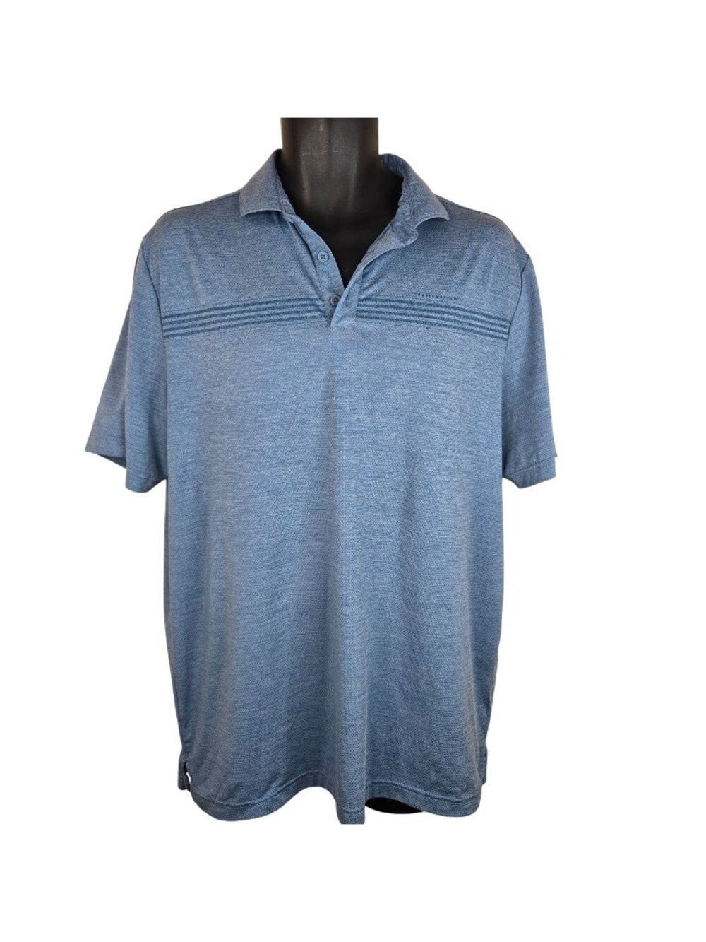Travis Mathew Blue Striped Polo Shirt Mens Size L Lightweight Casual Golf Wear